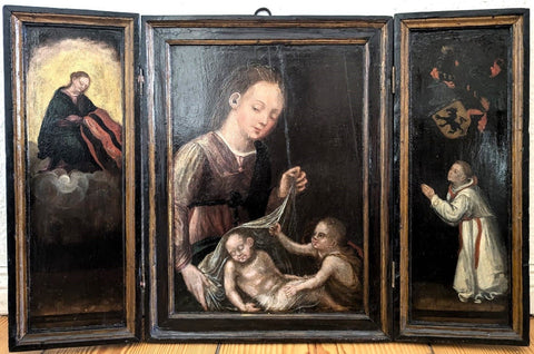 Nordeuropäische Schule (XVI - XVII) - Madonna mit Jesus und Johannes