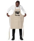 Natural Rope organic cotton apron with black cow stencil and I Died for Your Sins lettering on the front – ZIPZAPPA