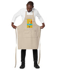 Natural Rope organic cotton apron with original yellow and turquoise IPA Lot When I Drink fishing and beer artwork on the front – ZIPZAPPA