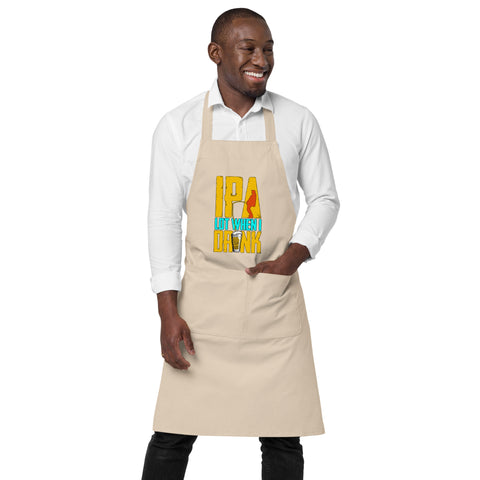 Natural Rope organic cotton apron with original yellow and turquoise IPA Lot When I Drink fishing and beer artwork on the front – ZIPZAPPA
