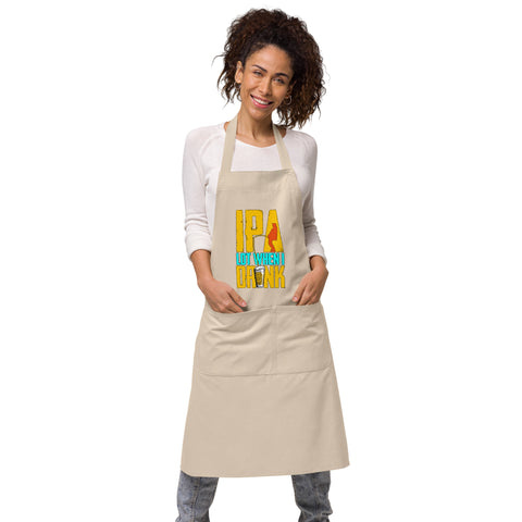 Natural Rope organic cotton apron with original yellow and turquoise IPA Lot When I Drink fishing and beer artwork on the front – ZIPZAPPA