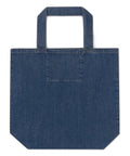 In the Mirror I See Potential organic denim-blue tote bag with large chess pawn and king illustration – plain back