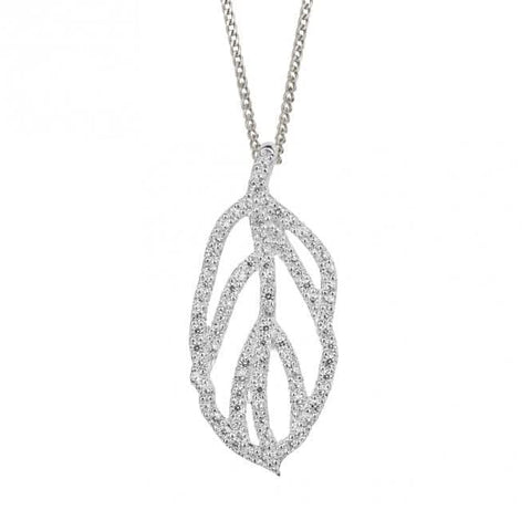 Pendentif feuille organique avec zircone P5232C