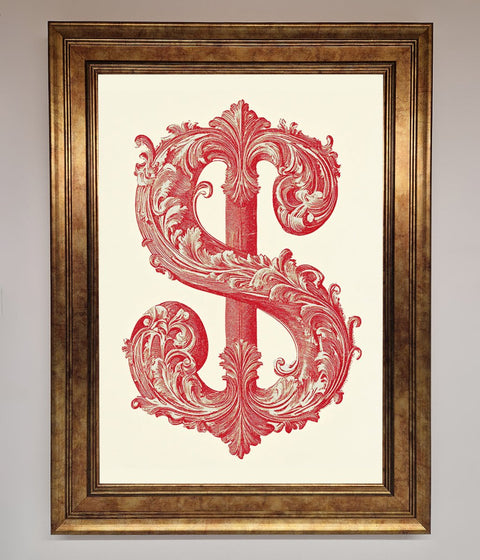 Ornate Dollar Cash Art Framed Print