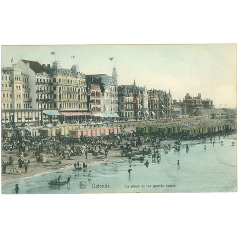 Ostende, Belgium – La Plage et les Grands Hôtels – Postcard 22 Rydal Avenue Blackpool England