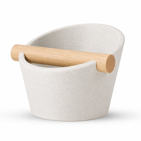 Oval Espresso Knock Box with Oak Bar