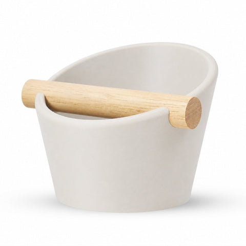 Oval Espresso Knock Box with Oak Bar