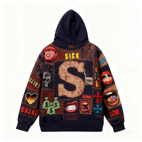 Oversized Saint Brand Graphic Hoodie