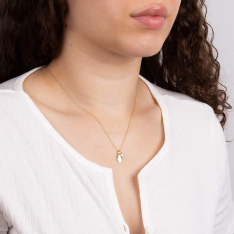 Pendentif en perle cabochon plaqué or, pierre de naissance de juin, référence P5184