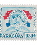 Paraguay Stamp 1957 0.3 Guaraní Chaco warrior and nurse Heroes of the Chaco War