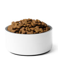 Plain white reverse of Limited Edition 32 oz stainless steel pet bowl