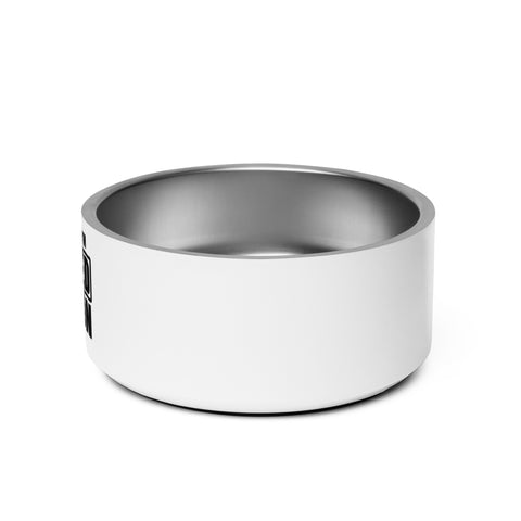 Left side of Limited Edition white steel pet bowl