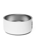 Right side of Limited Edition white steel pet bowl