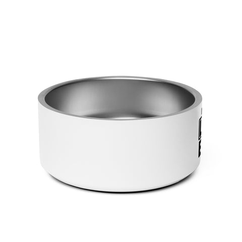 Right side of Limited Edition white steel pet bowl