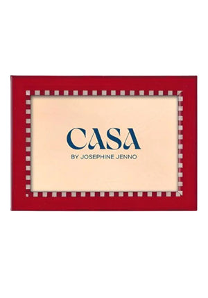 Red and White Striped Marquetry Photo Frame 7.8 X 9.8" Wall and Desk
