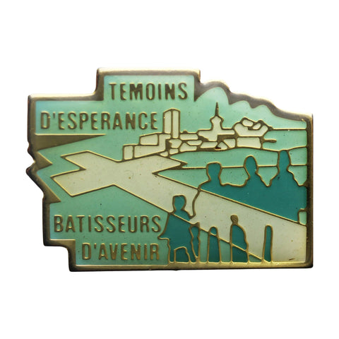 Pin Badge Christian Vintage Temoins D’esperance Batisseurs D’avenir