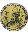 Pin Badge Christian Vintage Union Nationale des Syndicats de Metalliiers de france