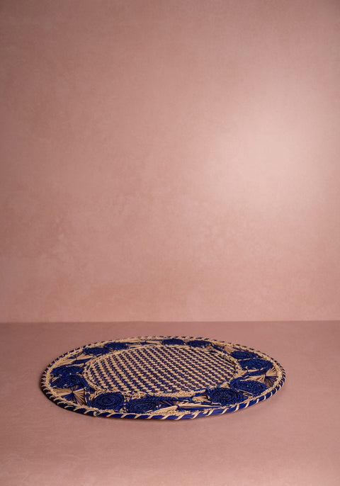 Atlántico Iraca Woven Placemat, Blue - Set of 4