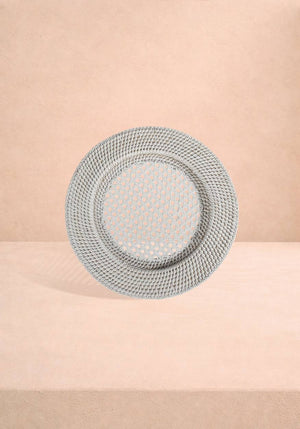 Harbour Island Round Rattan Charger Placemat White - Set of 4