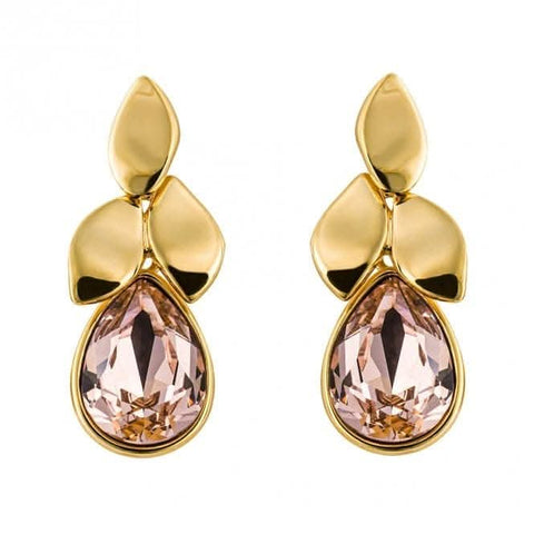 Schlichte, polierte Ohrringe mit Blütenblättern in Vintage-Rosa und gelber Beschichtung E6259P