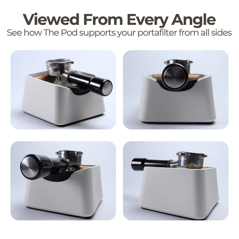The Pod 3-in-1 Espresso Knock Box with Portafilter Stand & Oak Wood Knock Bar
