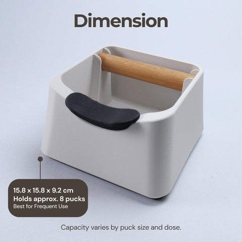 The Pod 3-in-1 Espresso Knock Box with Portafilter Stand & Oak Wood Knock Bar