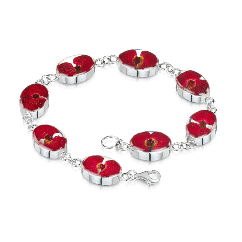 Poppy bracelet by Shrieking Violet® Sterling silver bracelet handmade with real flowers