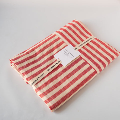 NEW WOVEN CLAY STRIPE TABLECLOTH – 100% Cotton