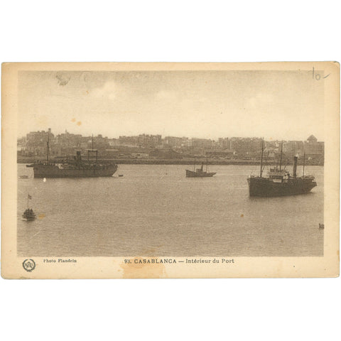 Port of Casablanca, Morocco Postcard, Early 20th Century