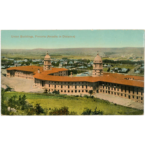 Pretoria, South Africa Union Buildings – Arcadia in Distance Early 20th Century Postcard
