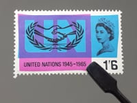1965 1.6 Shilling Elizabeth II Stamp United Kingdom I.C.Y. Emblem UN (United Nations), 20th Anniversary