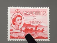 1954 2 centimes mauriciens Elizabeth II Timbre Maurice Grand Port