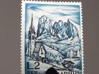 San Marino Stamp 1962 2 Sammarinese Lira Langkofel, St. Jacob Church near St. Ulrich