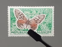 Madagascar Stamp 1960 0.4 French African CFA franc Garden Acraea (Acraea horta) Butterflies