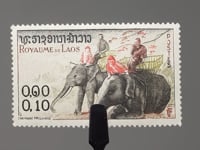 Laos-Briefmarke 1958 0,1 Lao-Kip Asiatischer Elefant (Elephas maximus)