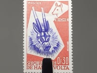 Upper Volta Stamp 1960 0.3 West African CFA franc Duiker Tribal African Art of the Bobo