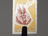 Obervolta-Briefmarke 1960 0,4 Westafrikanischer CFA-Franc Duiker Stammesafrikanische Kunst der Bobo