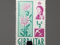 Timbre de Gibraltar 1960 Elizabeth II Half Penny Candytuft (Iberis gibraltarica) Fleurs