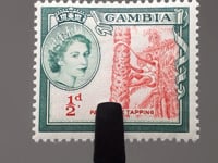 Timbre Gambie 1953 Elizabeth II Half Penny Tapping pour le vin de palme