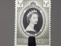 Timbre de Gibraltar 1953 Elizabeth II Half Penny Coronation