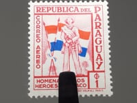 Paraguay Stamp 1957 1 Guaraní Soldier and Flag Heroes of the Chaco War