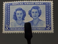 Timbre du Protectorat du Bechuanaland 1947 3 Penny Visite de la famille royale