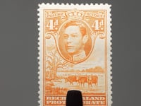 Bechuanaland Protectorate Stamp George VI 1938 4d Penny Cattle (Bos primigenius taurus)