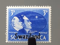 Timbre Swaziland 1945 3 d Pence Surimpression