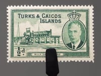 1961 ½ d Timbre des îles Turques et Caïques Chargement de sel en vrac
