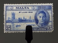 1946 Timbre 3d de Malte le roi George VI et les édifices du Parlement