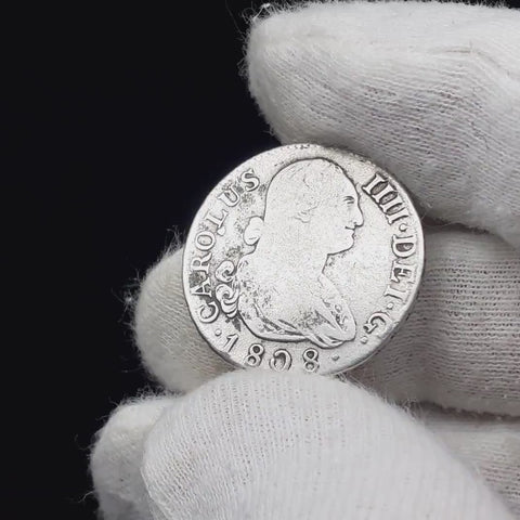 1808 MAI 2 Reales Spain Coin Charles IV Silver Madrid Mint