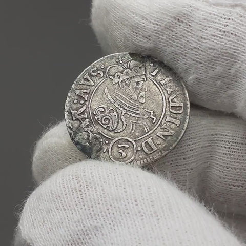 1577-1595 3 Kreuzer Tyrol Austria Coin Ferdinand II Silver