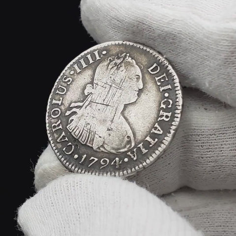 1794 ME IJ 2 Reales Peru Coin Charles IV Silver Perfect Gift for History and Coin Collectors