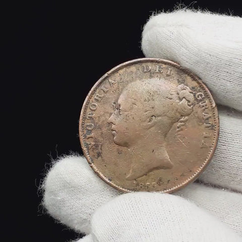 1855 1 Penny Queen Victoria Coin UK